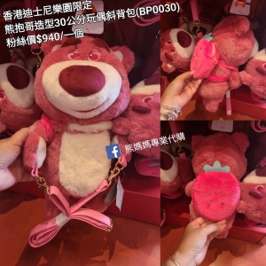 香港迪士尼樂園限定 熊抱哥 造型30公分玩偶斜背包 (BP0030)